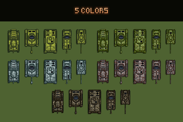 Top Down Tank Sprites Pixel Art By 2D Game Assets On Dribbble