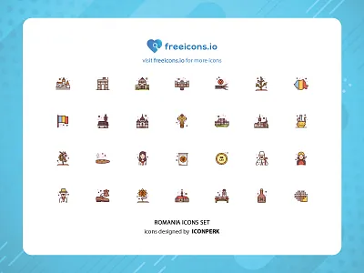 ROMANIA ICON SET 3d animation branding design free icons graphic design icon illustration logo motion graphics ui vector vector logo web
