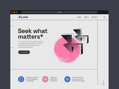 Seek Hero branding brutalism constructivism flaying header hero hero section home page identity landing landing page logo negative space pixel populardesign userinterface web web design webpage website