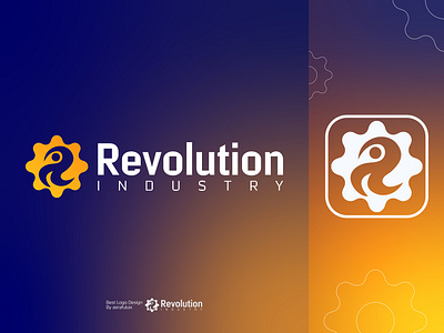 Revolution Industry Logo branding flat gear gear logo icon industry logo letter logo logo minimal modern modern icon modern logo r letter logo revolution logo tech logo typography vector