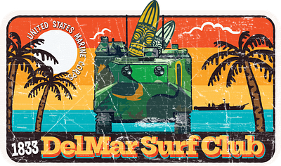 Del-Mar Surf Club 1833 aav aav p7a1 adobe illustrator alligator amphibious assault character design delmar graphic design illustration logo usmc vector yat yas