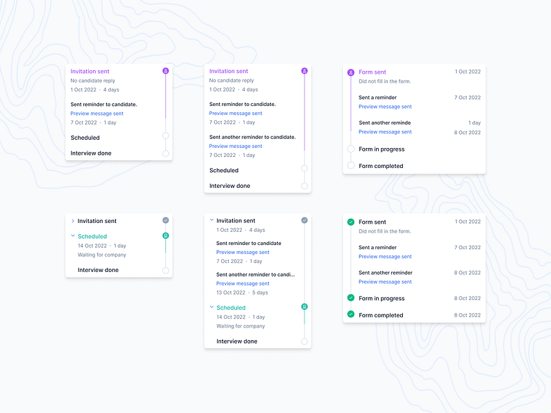 Status checklist crm funnel hiring history lever line onboarding process recruitment saas sales sales funnel stage status step step by step steps timeline ui