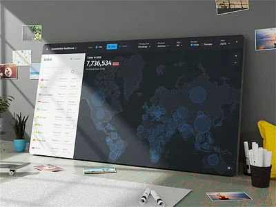 Data Monitor Health Dashboard animation charts colors dashboard dashboard design data design filters graphic design interactions interface map ui user interface