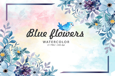 Watercolor Blue Flowers Clipart beautiful flowers commercial use clipart floral wreath clipart individual elements seamless paper watercolor floral clipart watercolor flowers watercolor hydrangea watercolor peony watercolor rose wedding stationery