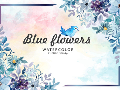 Watercolor Blue Flowers Clipart beautiful flowers commercial use clipart floral wreath clipart individual elements seamless paper watercolor floral clipart watercolor flowers watercolor hydrangea watercolor peony watercolor rose wedding stationery