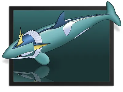 Vaporeorca animal blue digital painting illustration orca photoshop pokemon vaporeon
