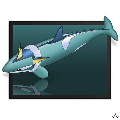 Vaporeorca animal blue digital painting illustration orca photoshop pokemon vaporeon