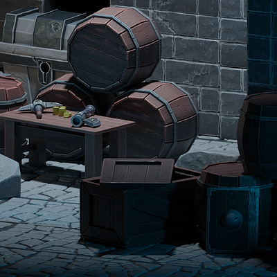 3D Lowpoly scene. Dwarf's Cave. Pros and Assets 3d blender design dwarf game ready illustration low poly lowpoly props