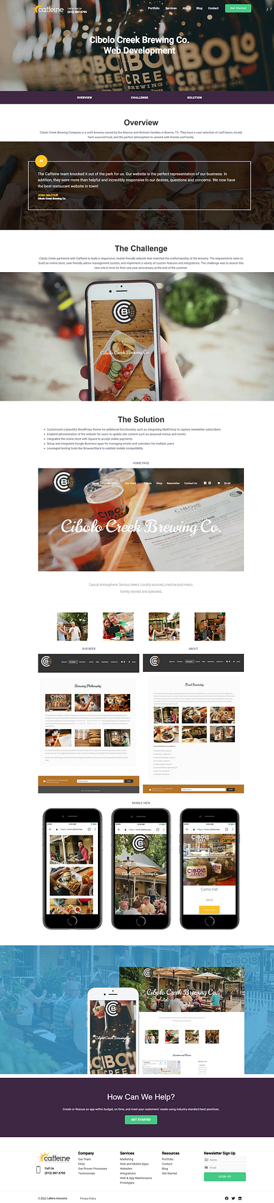 Cibolo Creek Brewing Co. Web Development