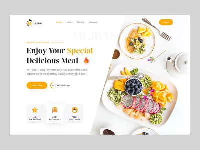 Restaurant Web Header delivery services eat food food and drinks food delivery food delivery landing page food industry foodie landing page meal kits recipe website resturant snacks ui ux website website design