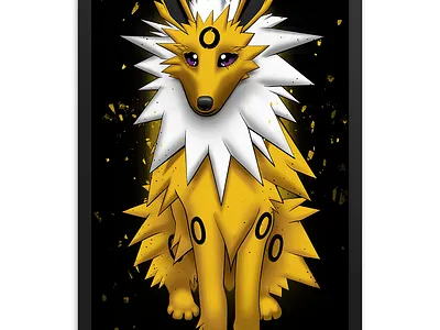 Wolteon digital painting jolteon photoshop pokemon wolf yellow