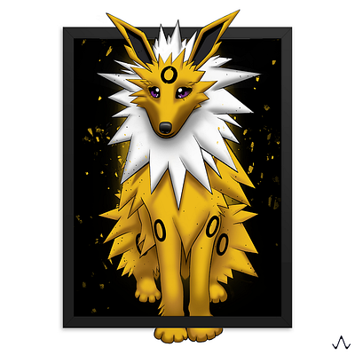 Wolteon digital painting jolteon photoshop pokemon wolf yellow