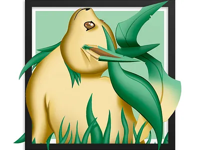 Leafeon digital painting eevee green illustration leafeon photoshop pokemon