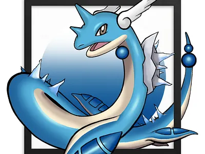 Megadrag Lapair blue digital painting dragon illustration lapras photoshop pokemon
