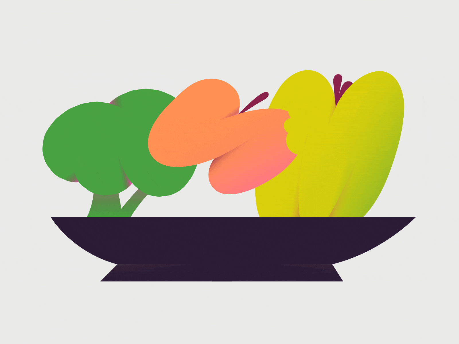 Plastic and food animation apple break broccolo environment food fruit gif glass illo illustration motion motion graphics nature plastic shapes transition vegetable