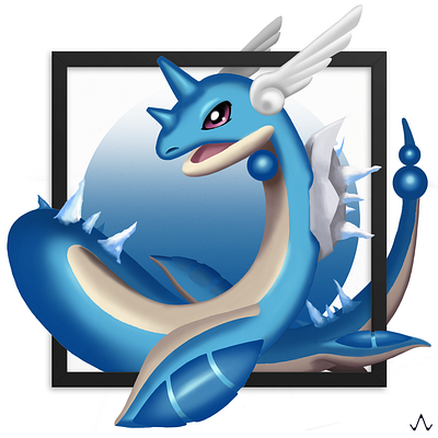 Megadrag Lapair blue digital painting dragon lapras photoshop pokemon