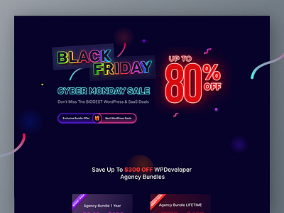 Black Friday Cyber Monday Landing Page black black friday cyber monday dark deal illustration kit neom sale ui ux