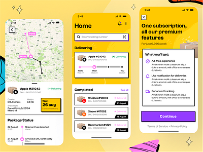 Parcel Delivery Neubrutalism App | UI Challenge #16 amazon app cargo courier delivery location logistics order package parcel parcel delivery product design shipment shipping track track order tracker transport ui ux