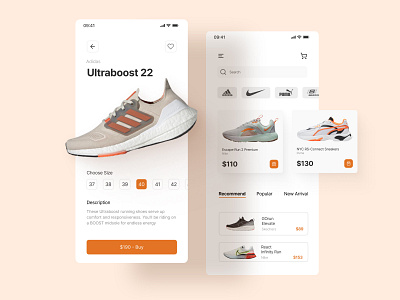 Sneakers Store Mobile App adidas app design clean nike puma shoes shoes app shoes store sneakers sneakers app sneakers store store store app ui ui design