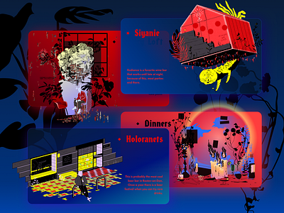 Illustrations of your favorite locations+ ui 2/3 art branding card digital digital art graphic design illustration landing presentation retro surrealism ui vector web website