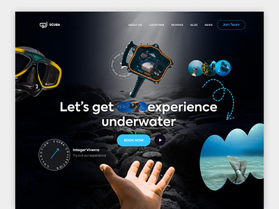 Scuba-Diving Services page canyon consept coral deep design diving graphicdesign ocean product scuba diving seaside swimming tour travel ui uiux underwater ux wave web