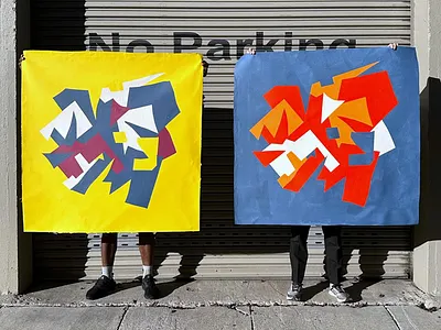 Two Explosions geometric illustration paintings shapes texture