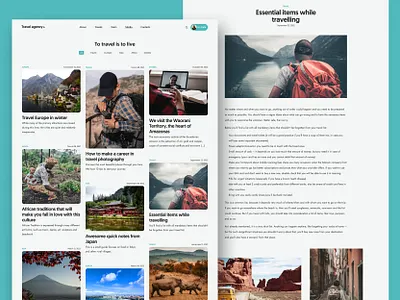 Blog page for Travel agency website agency blog blog design blog page creative market daily ui dailyui figma figma template freelancer graphic design grid layout template travel ui ui blog ui design ui ux ux