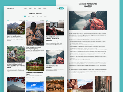 Blog page for Travel agency website agency blog blog design blog page creative market daily ui dailyui figma figma template freelancer graphic design grid layout template travel ui ui blog ui design ui ux ux