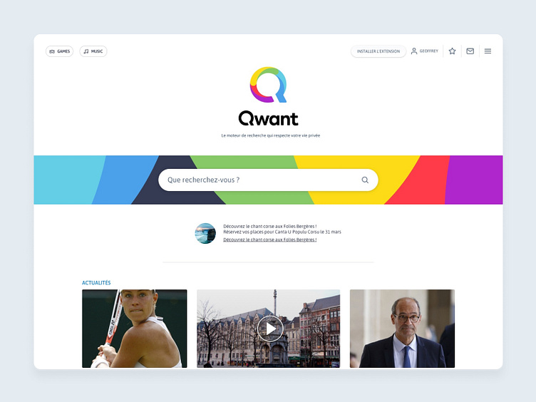 Qwant search engine by geoffrey kazmierczak on dribbble