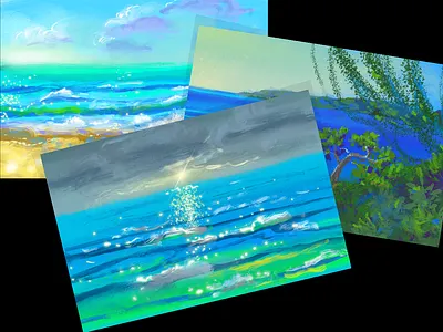 Summer backgrounds beach bundle digital art digital landscape environment art illustration nature ocean procreate scenery sea summer tropical