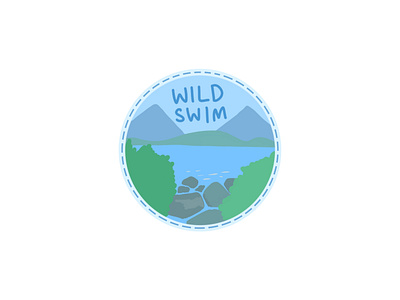 Lakes, rivers and beaches adventure badge graphic design illustration lake mountain wild swim wild swimming