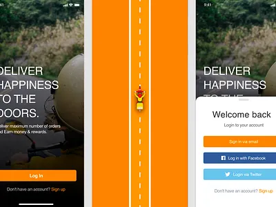 Home Delivery Splash and Login Screens clean design delivery login logout mobile app signup splash ui ui design user experience