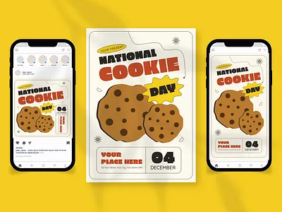 Flyer Set National Cookie Day branding cake cookie design flyer graphic design template