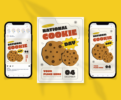 Flyer Set National Cookie Day branding cake cookie design flyer graphic design template