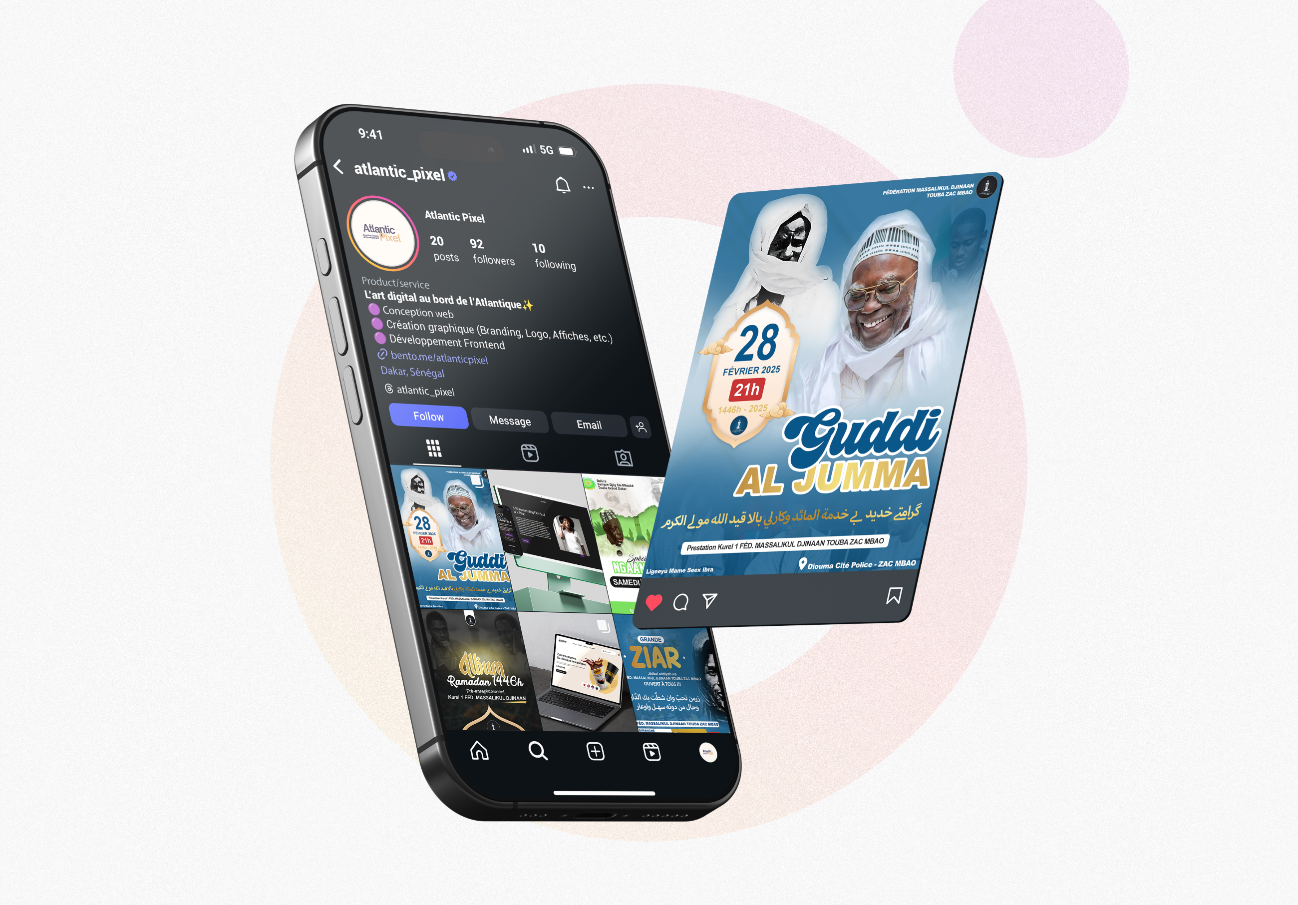 Mouride Community Event Poster affiche mouride graphic design guddi al jumma khassida mourid event mouride mouride poster mouridisme photoshop serigne mountakha mbacké serigne touba xassida