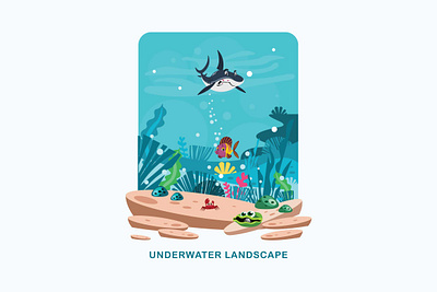 underwater landscape vector illustration ocean