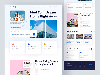 Real Estate Website Landing Page Template apartment building corporate cpdesign house landing page properties property property website real estate real estate agency real estate ui real estate web realestate realtor residence trending web design webpage website