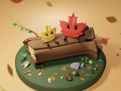 The Maplies 3d autumn graphic design lowpoly