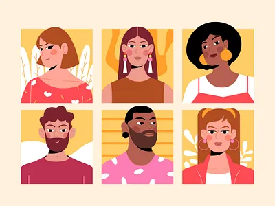Avatars avatar boy business character company flat friends girl head illustration man member people portfolio profile team vector woman