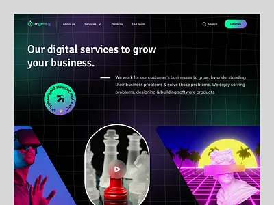 Agency web header agency black and white branding creative dark design gradient graphic design illustration nft simple trading trendy ui uiux ux web3 white