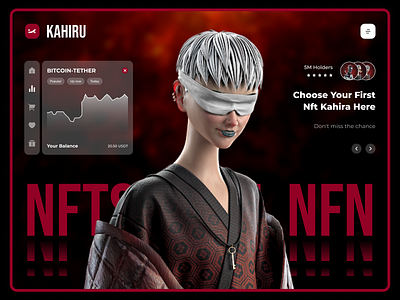 KAHIRU NFT COLLECTION — NFT NEON WEBSITE | DARK UI | BUY CRYPTO 2022 3d blender corporate crypto dark ui figma flat home illustration landing minimalism neon shope store trends ui ux web design website