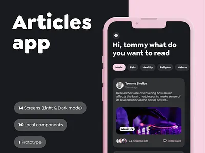 Articles App application clean design dribbble figma ui uiux ux