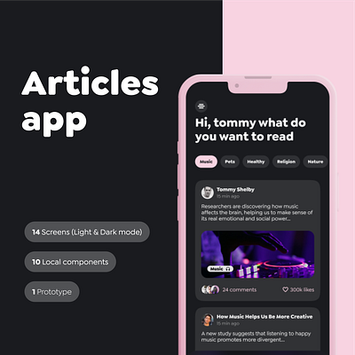 Articles App application clean design dribbble figma ui uiux ux