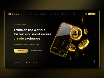 Trade on the world’s fastest and most secure crypto exchange bitcoin coin concept crypterio crypto cryptocurrency cryptotrade ethereum exchange investment iphone nft phone secure telephone trade ui uiux ux vr