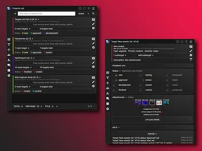 "Targets and Api-X" highlights updates branding design interface pwa ui ux vipsprojects