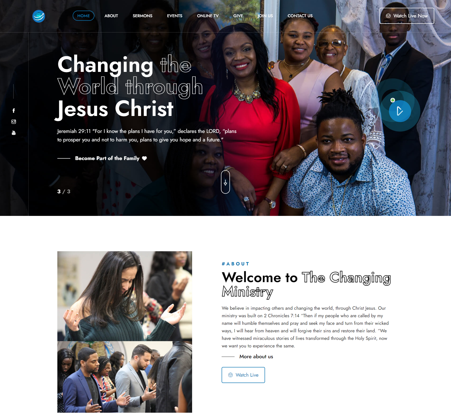 Example of Website for the Changing Ministry
