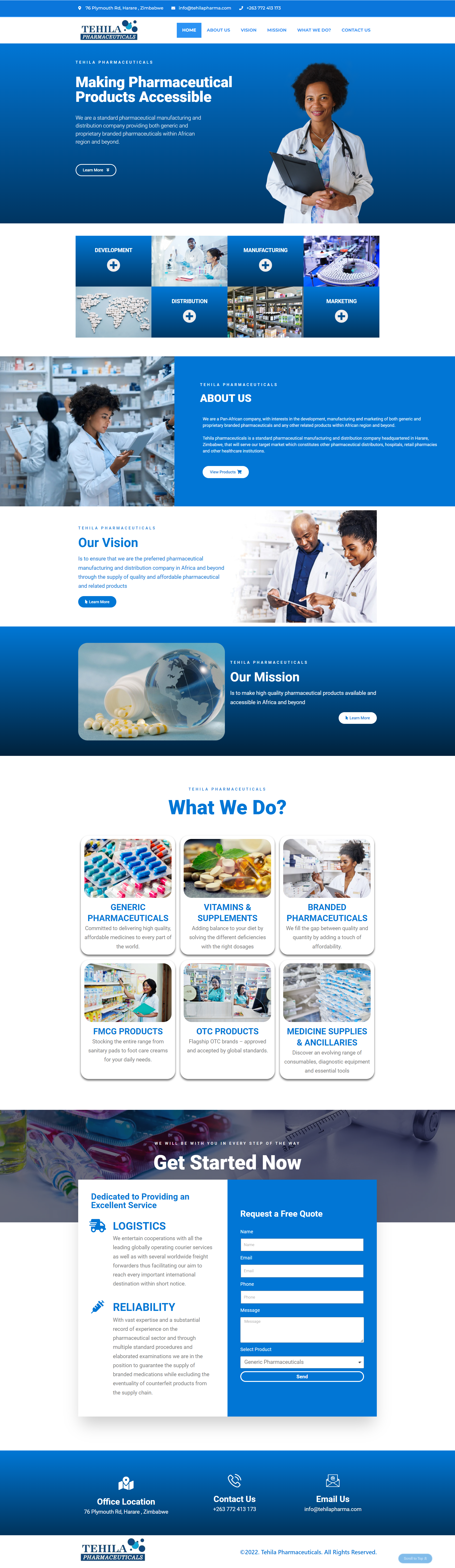 Example of Tehila Pharmaceuticals Website