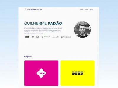Guilherme | UX Designer Portfolio design freelancer portfolio portfolio site product ui ux