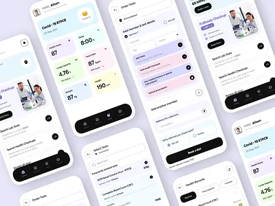 Lab & Health Test Application app app design app ui clinic design health healthcare hospital lab test medical medtech mobile mobile app mobile app ui pathology lab ui ui design