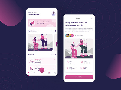 Event mobile app design | mobile app concept | app uiux android app app design color community event app event schedule mobile ap figma design hiking app illustration layout minimalism mobile app concept mobile app design trending app ui ui design uiux